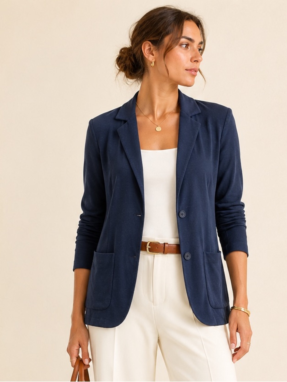 Weekend Max Mara Drina Jersey Blazer Quiet Luxury Navy Sz S-M